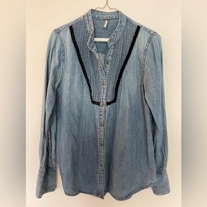 Free People distressed denim shirt